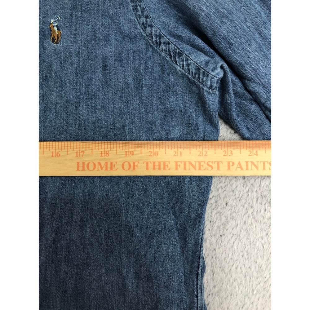 Ralph Lauren Shirt Men Size L Blue Denim Button Down - Picture 8 of 9